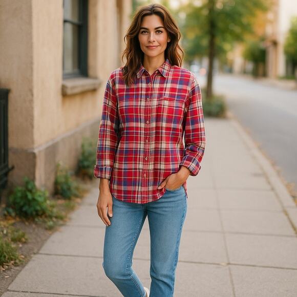 Cowgirl Hardware Button Front Long Sleeve Flannel Shirt Size Small 2-6 - Picture 1 of 7